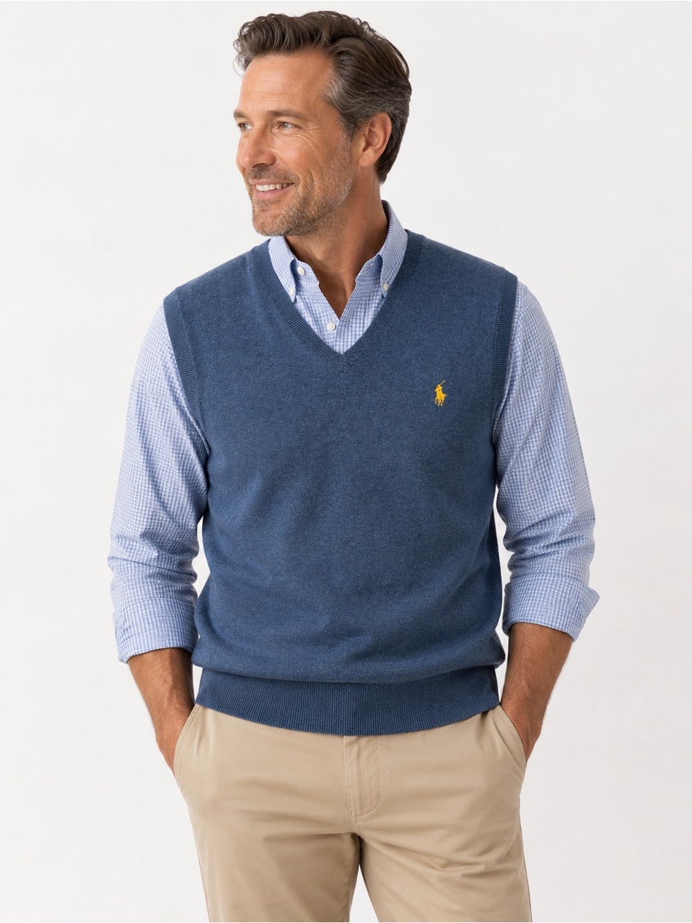 Polo Ralph Lauren Men’s L Blue Pima Cotton V-Neck Sweater Vest